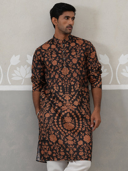 Floral Printed Cotton Kurta For Men