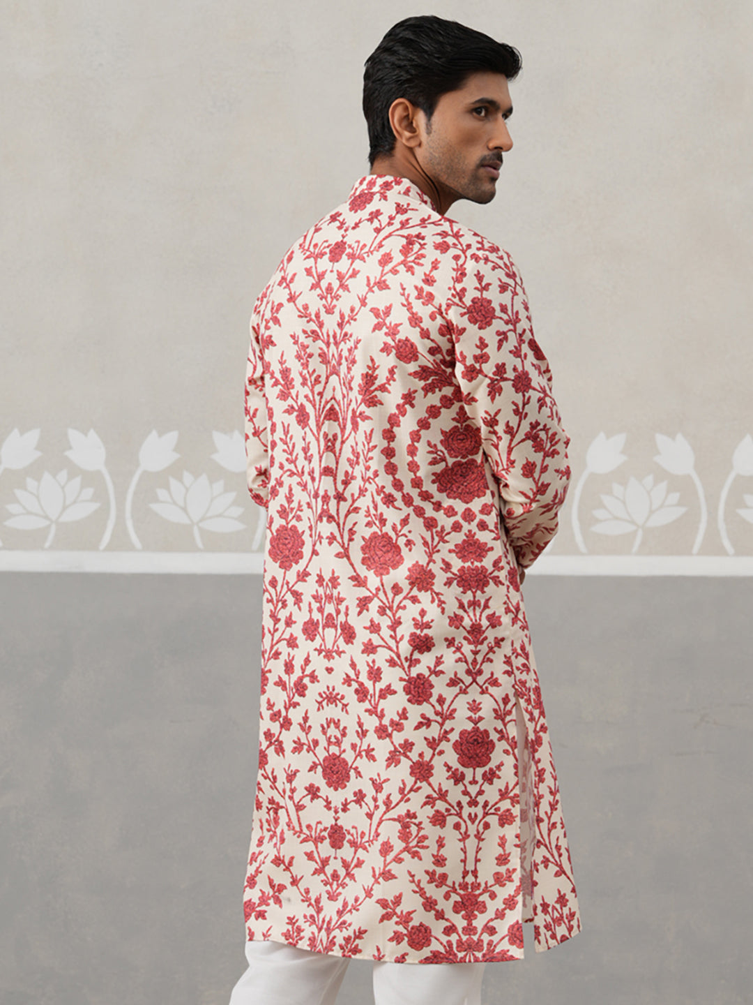 Floral Printed Cotton Kurta For Men