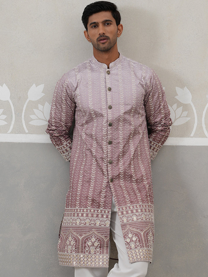 Designer Embroidery Silk Blend Kurta For Men
