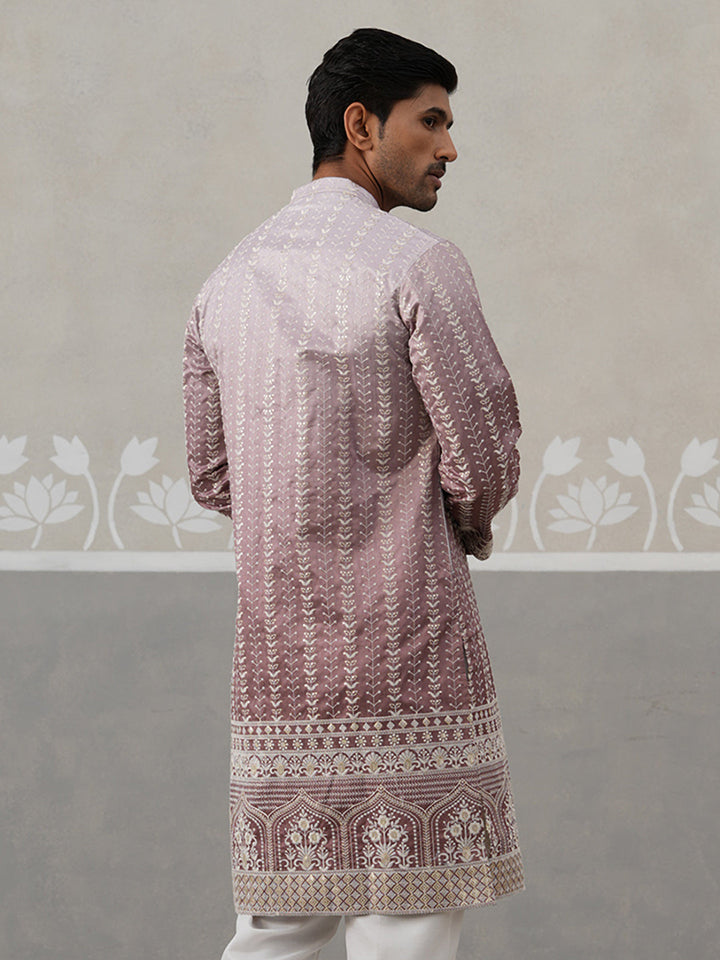 Designer Embroidery Silk Blend Kurta For Men