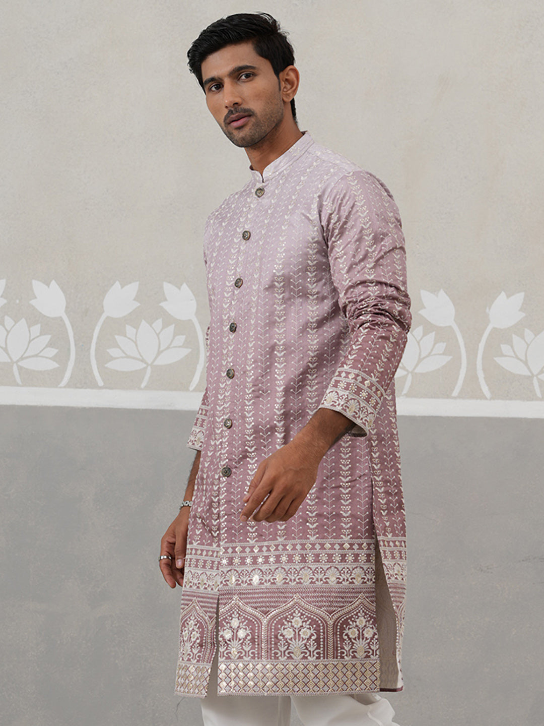 Designer Embroidery Silk Blend Kurta For Men