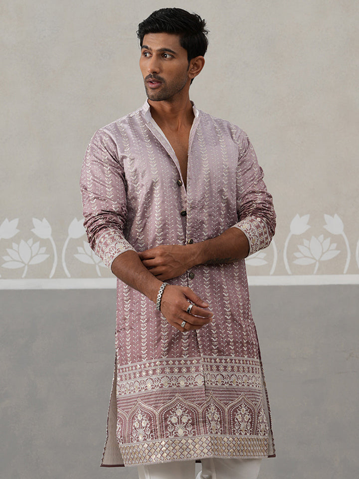 Designer Embroidery Silk Blend Kurta For Men
