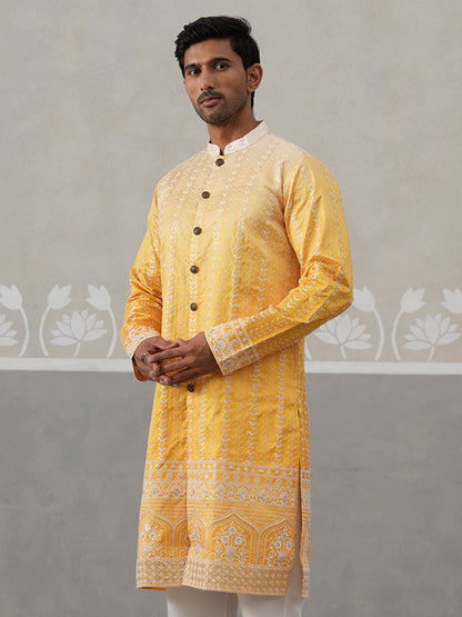 Designer Embroidery Silk Blend Kurta For Men