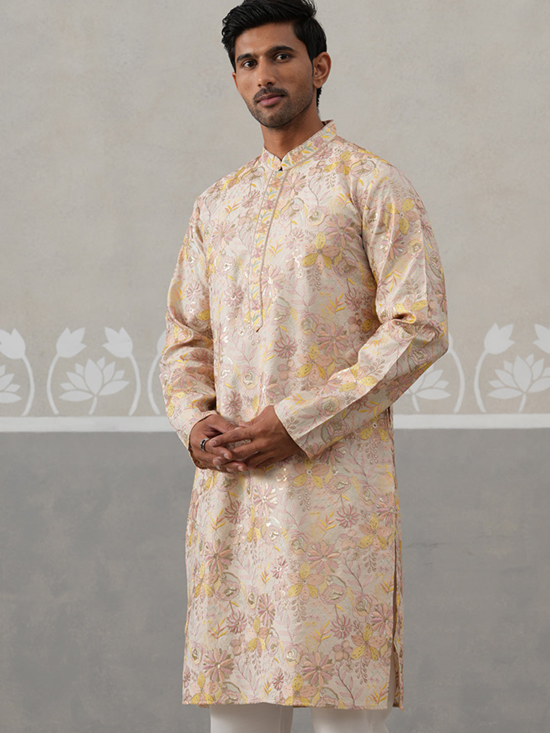 Floral Embroidered And Sequins Kurta