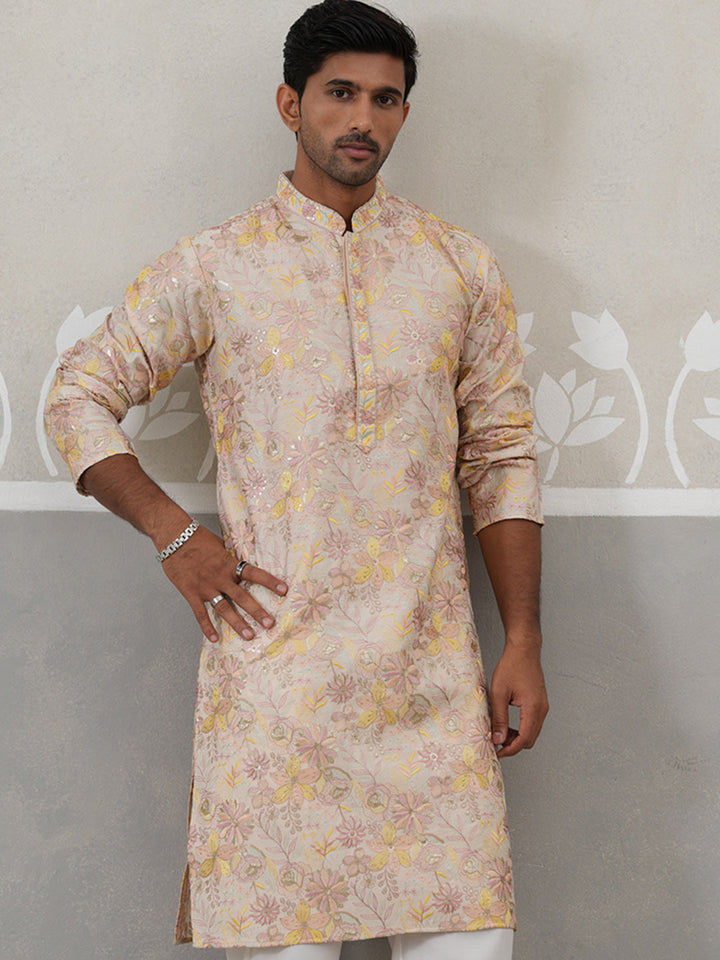 Floral Embroidered And Sequins Kurta