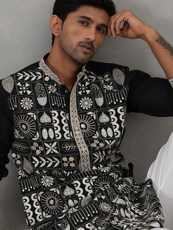 Silk Blend Embroidered Kurtas.