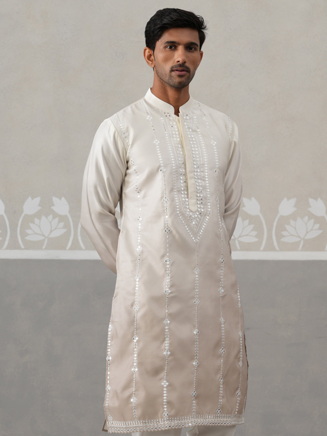 Silk Blend Mirror Work Kurta