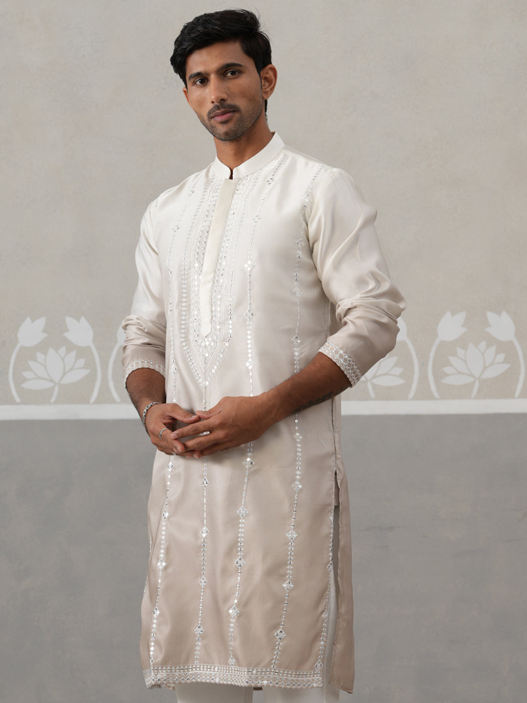 Silk Blend Mirror Work Kurta