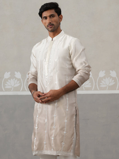 Silk Blend Mirror Work Kurta
