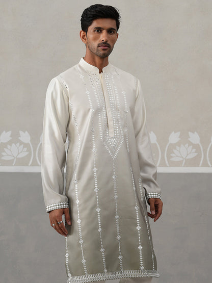 Silk Blend Mirror Work Kurta.