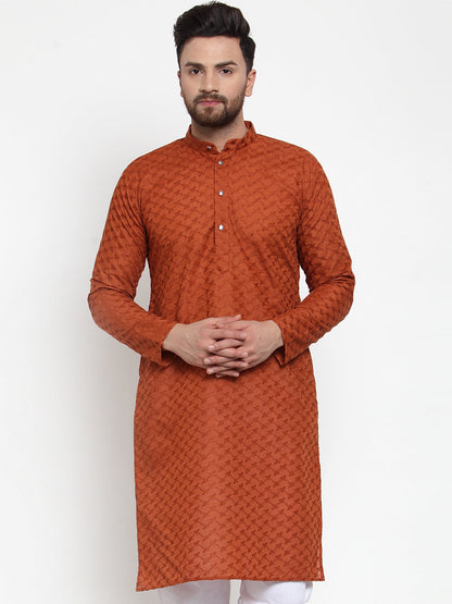 Men Ethnic  Embroidered  Pure Cotton Kurta
