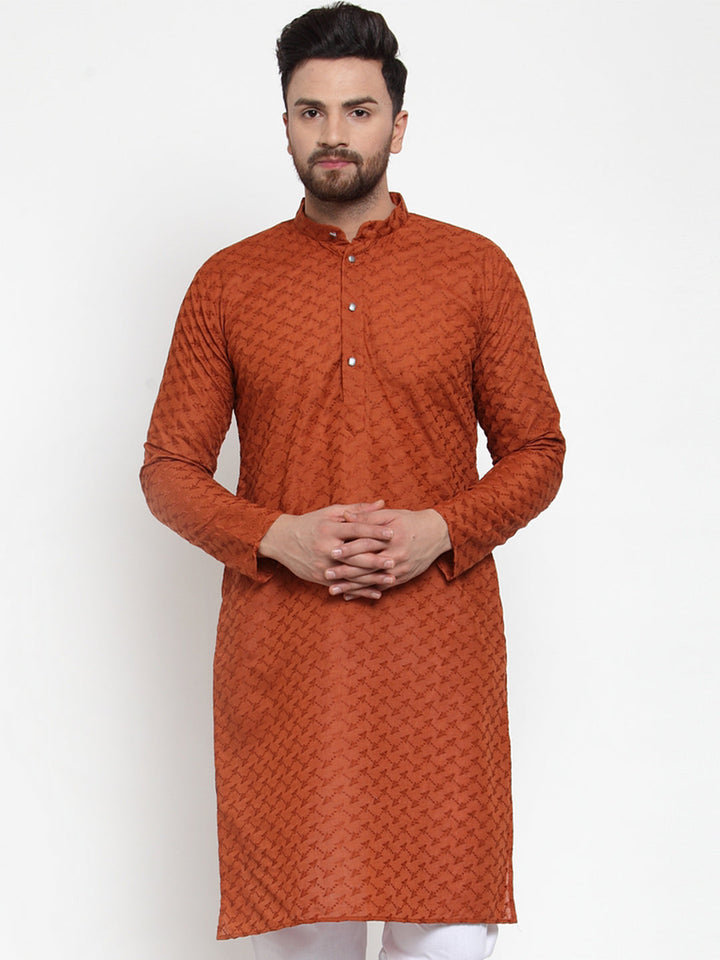 Men Ethnic  Embroidered  Pure Cotton Kurta