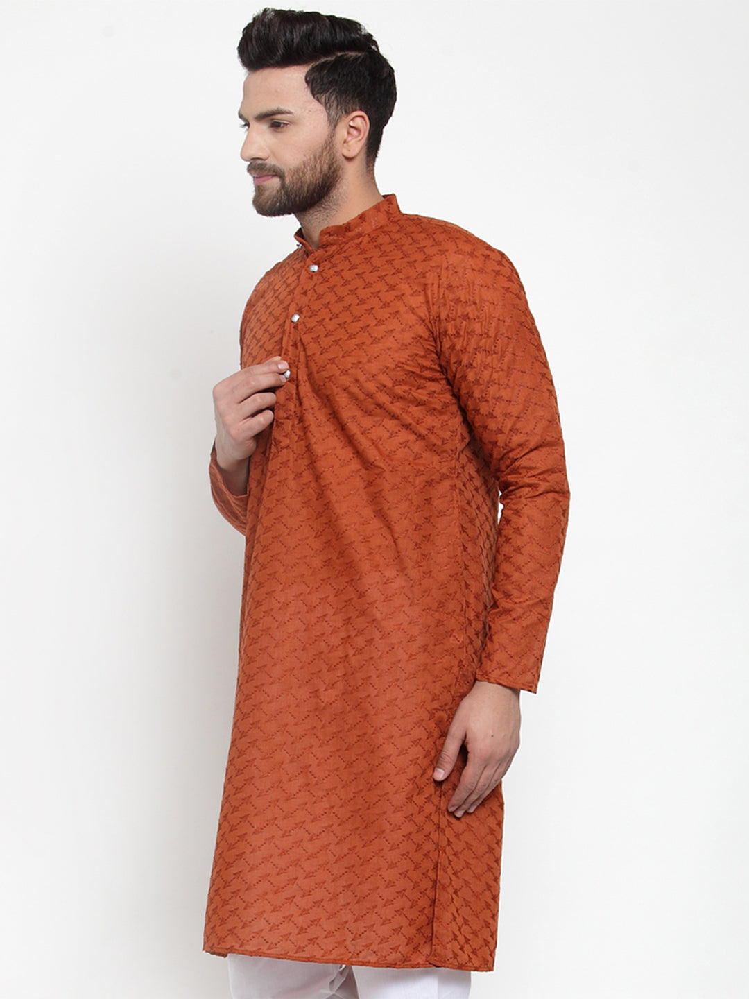 Men Ethnic  Embroidered  Pure Cotton Kurta