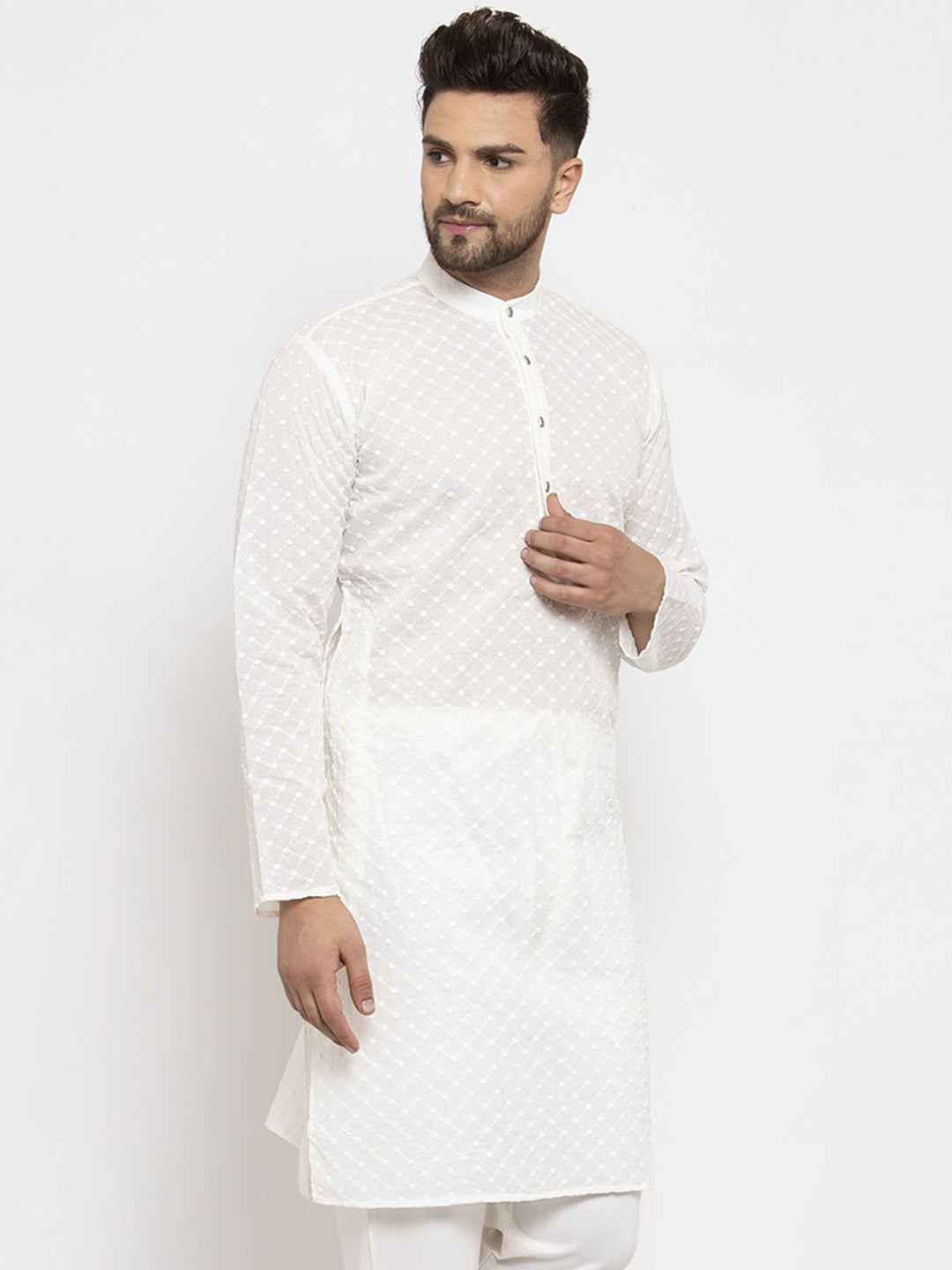 Men Ethnic  Embroidered  Pure Cotton Kurta