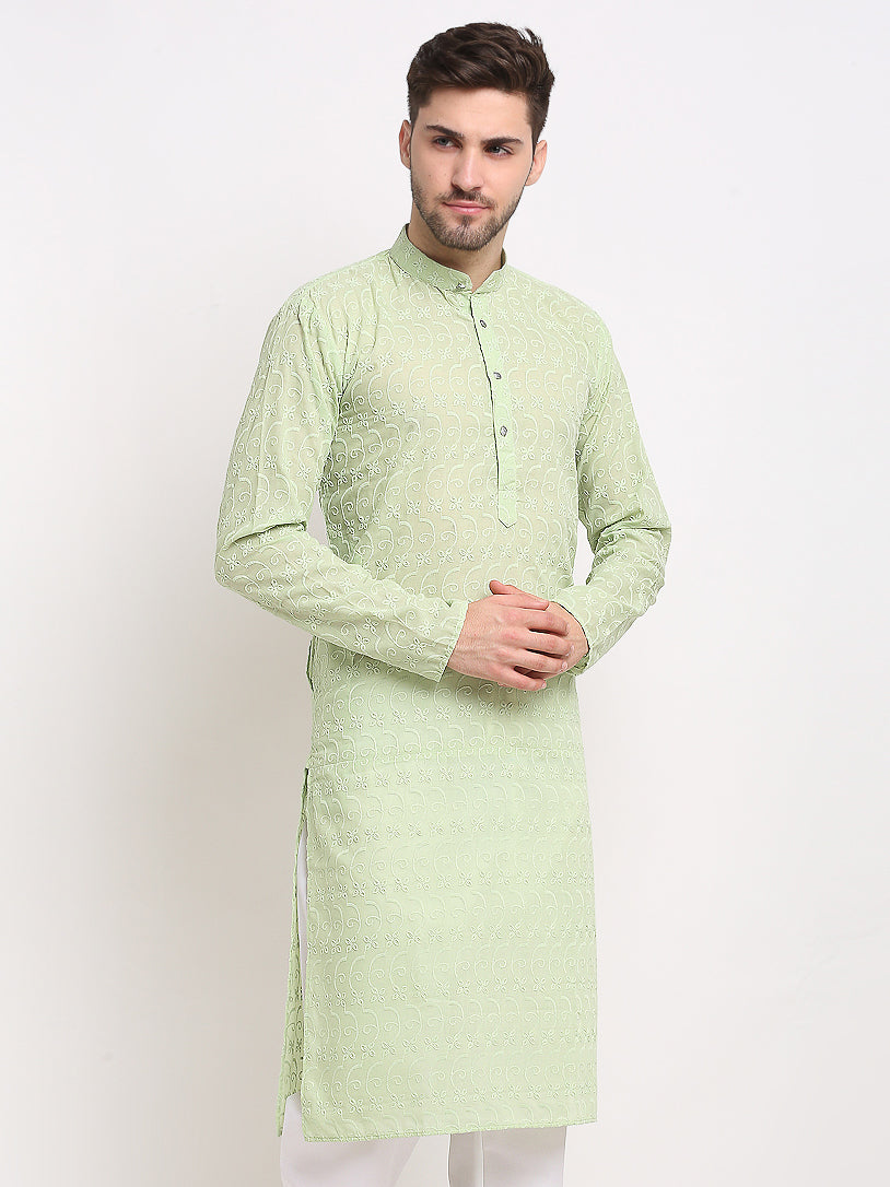 Men Ethnic  Embroidered  Pure Cotton Kurta