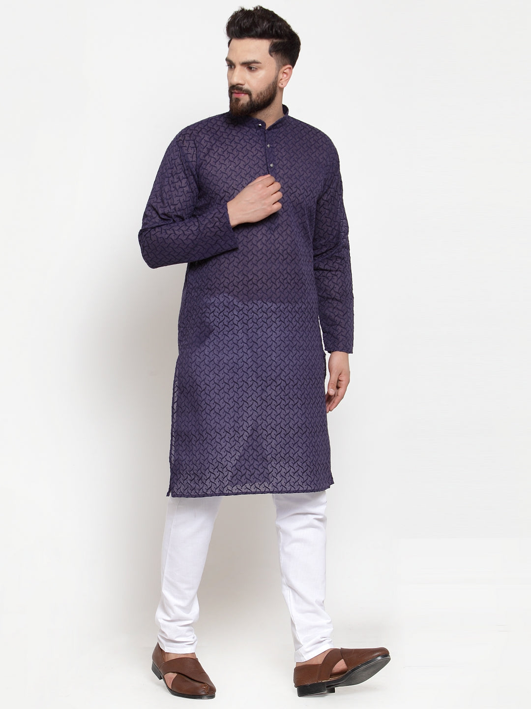 Men Ethnic  Embroidered  Pure Cotton Kurta
