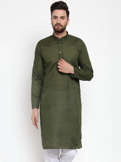 Men Ethnic  Embroidered  Pure Cotton Kurta