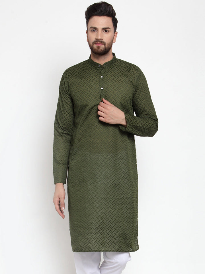 Men Ethnic  Embroidered  Pure Cotton Kurta