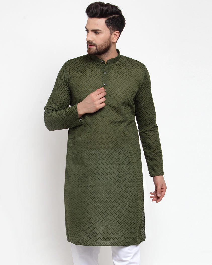 Men Ethnic  Embroidered  Pure Cotton Kurta