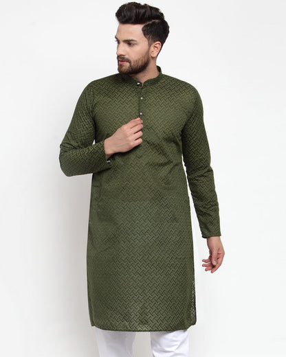 Men Ethnic  Embroidered  Pure Cotton Kurta
