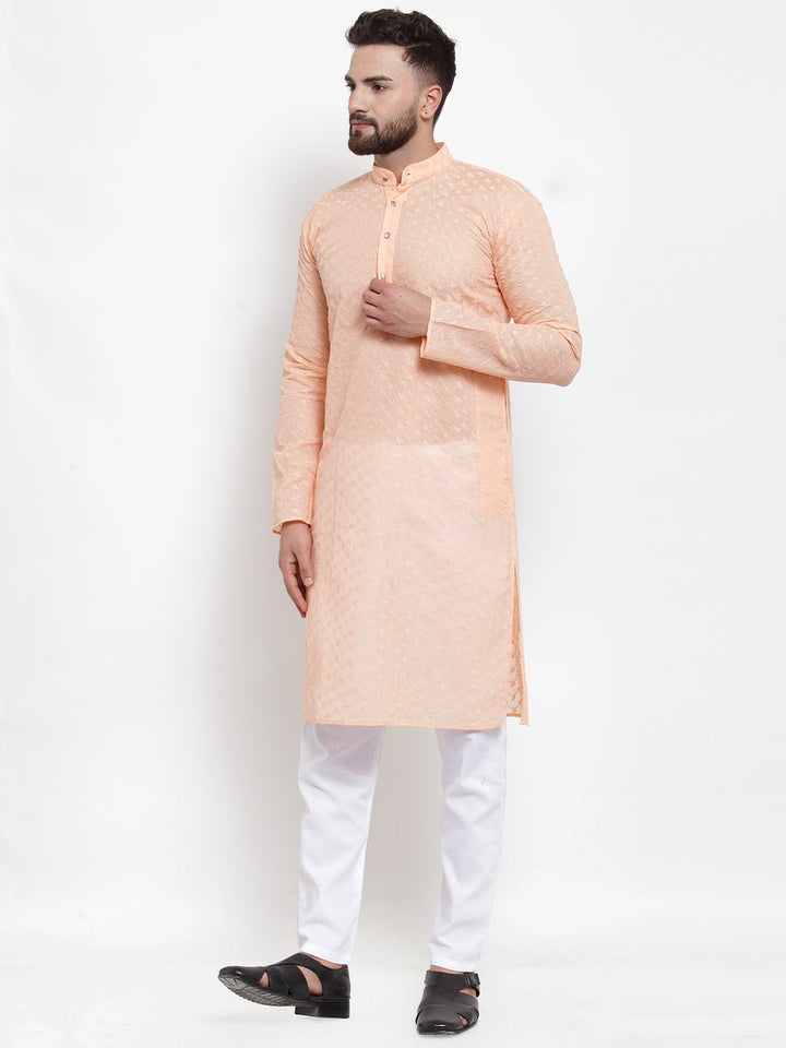 Men Ethnic  Embroidered  Pure Cotton Kurta
