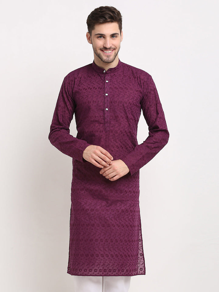 Men Ethnic  Embroidered  Pure Cotton Kurta