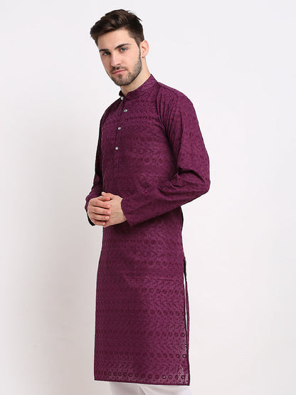 Men Ethnic  Embroidered  Pure Cotton Kurta