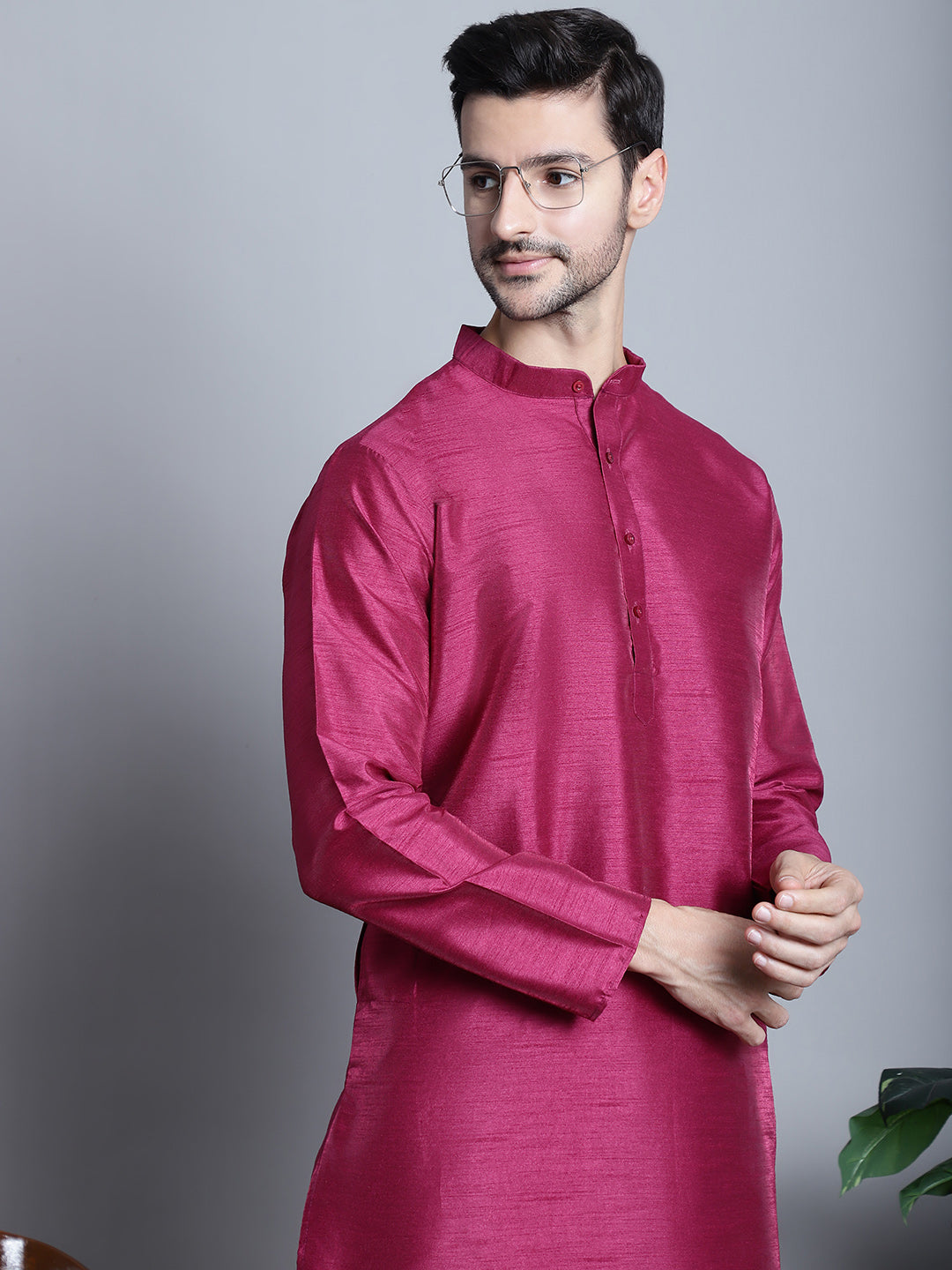 Men Purple Dupion Silk Kurtas