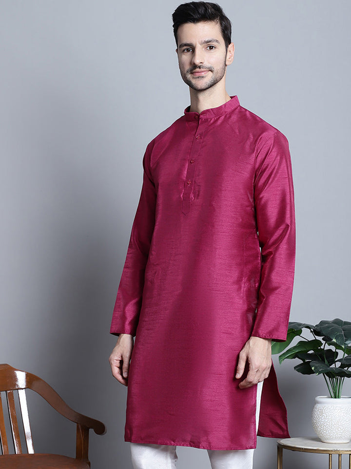 Men Purple Dupion Silk Kurtas