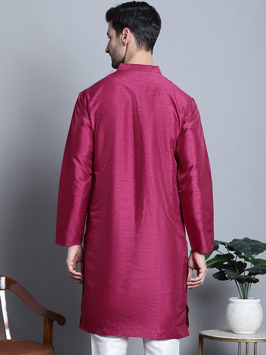 Men Purple Dupion Silk Kurtas