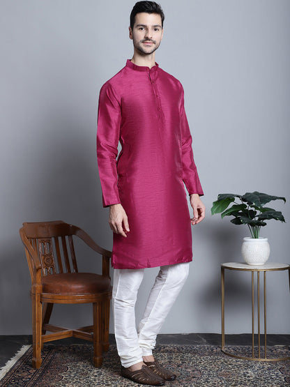Men Purple Dupion Silk Kurtas