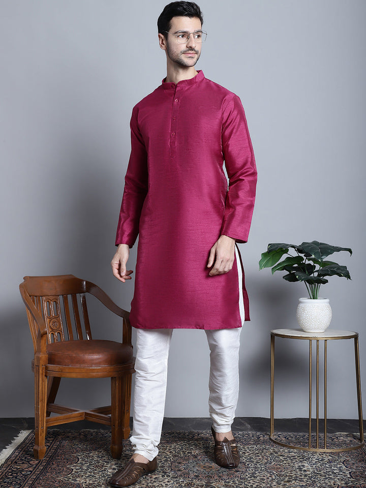 Men Purple Dupion Silk Kurtas