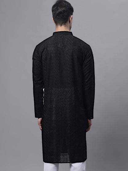 Men'S Black Embroiderd Kurtas