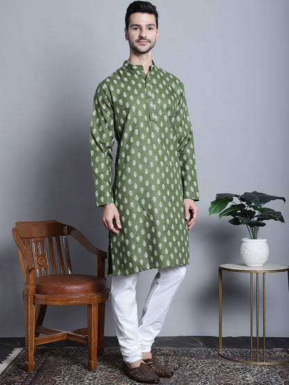 Men'S Cotton Floral Printed Kurtas