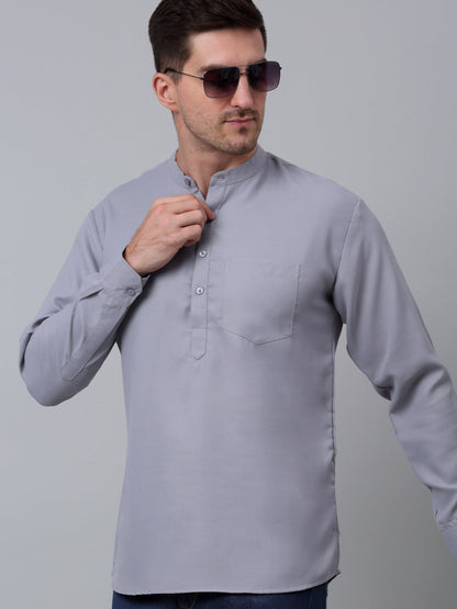 Men'S Black Solid Short Kurtas