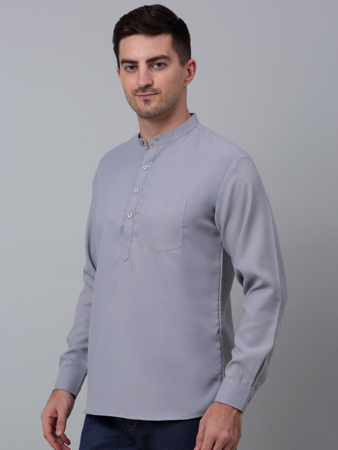 Men'S Black Solid Short Kurtas