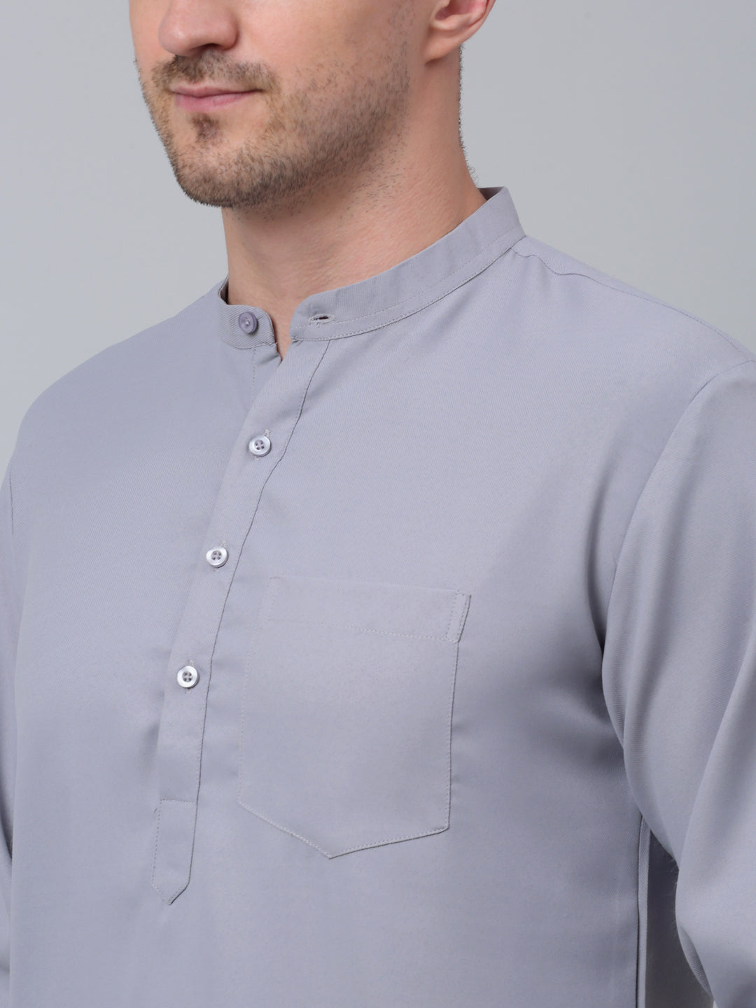 Men'S Black Solid Short Kurtas