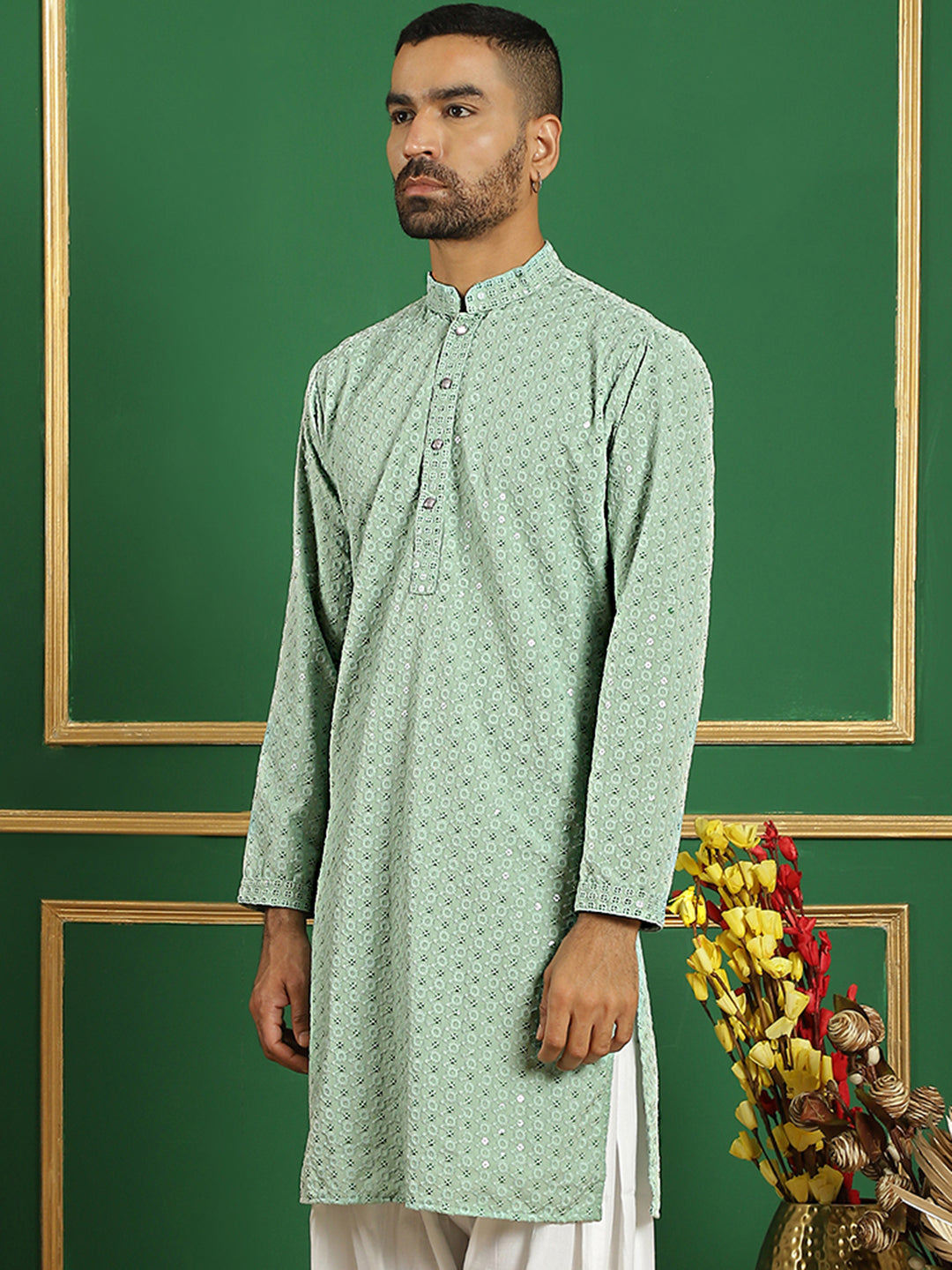 Sequin Embroidered Pure Cotton Kurtas