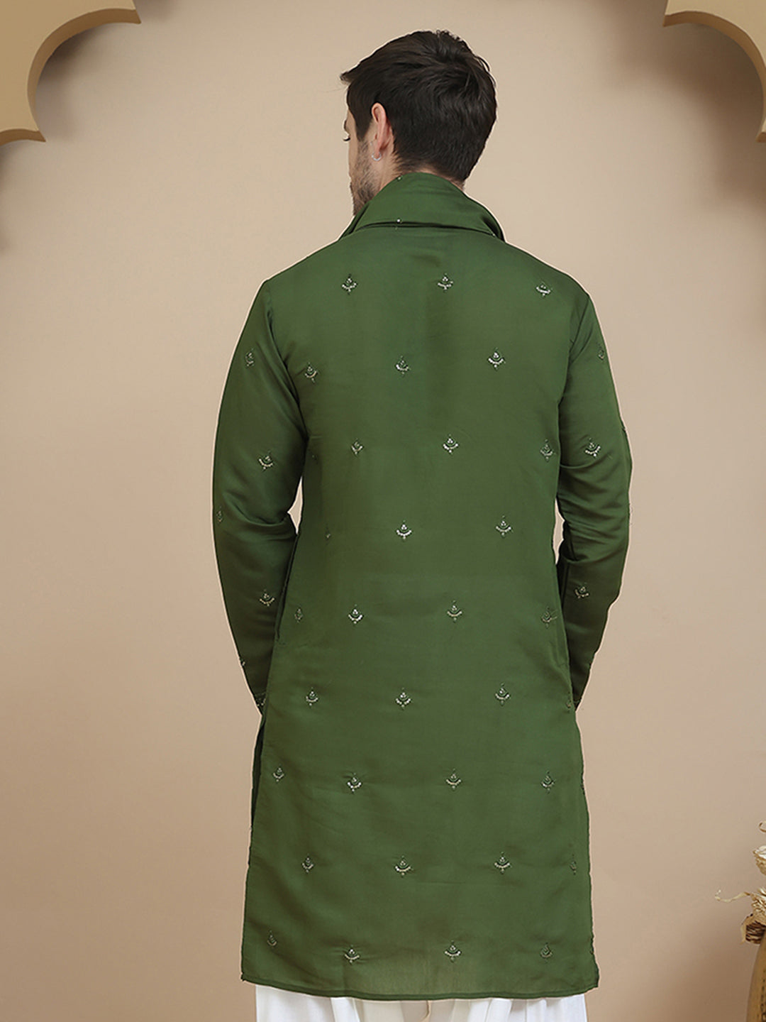 Embroidered Silk Blend Kurta With Matching Dupatta