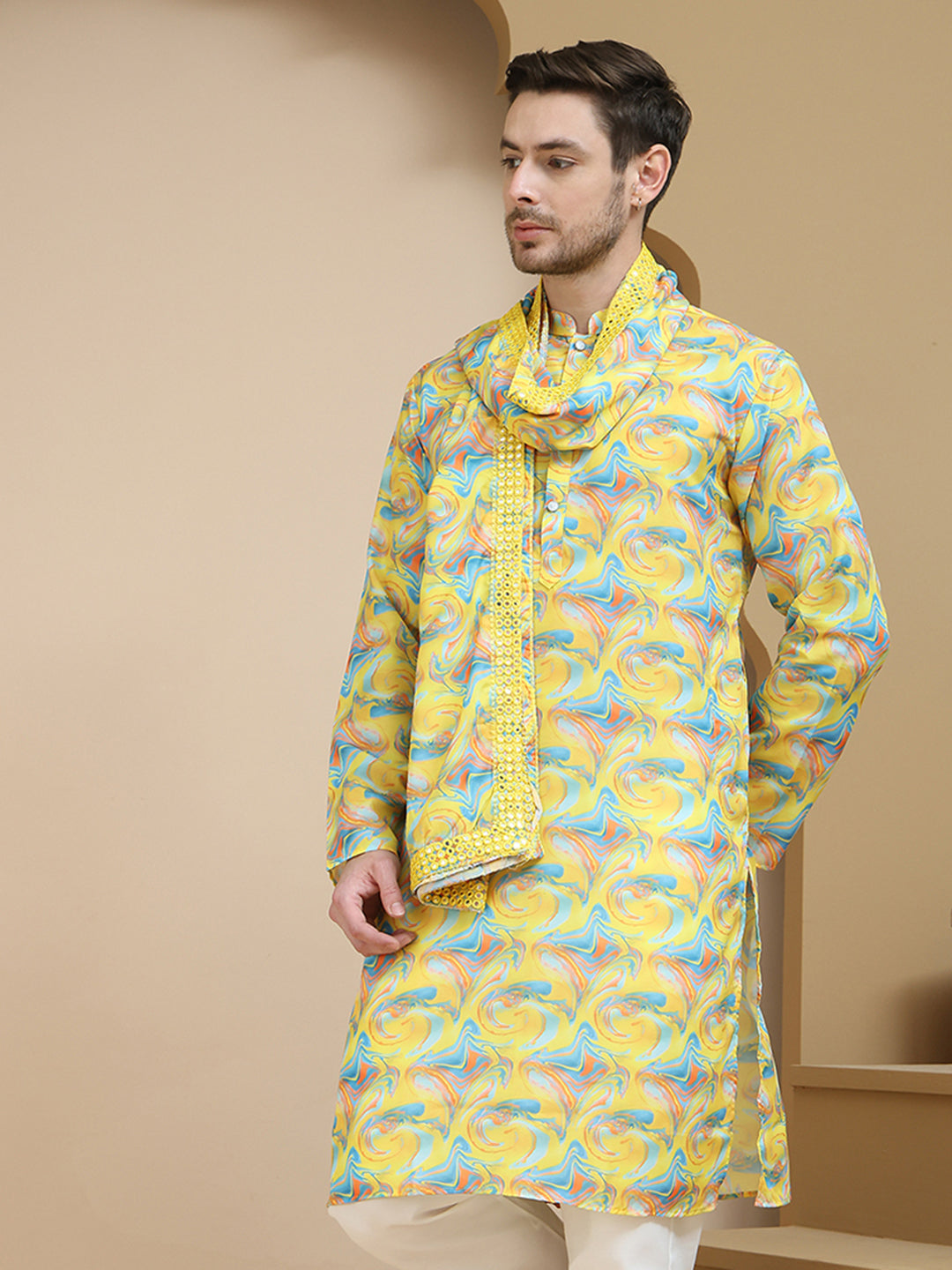 Abstract Printed Kurtas With Matching Dupatta
