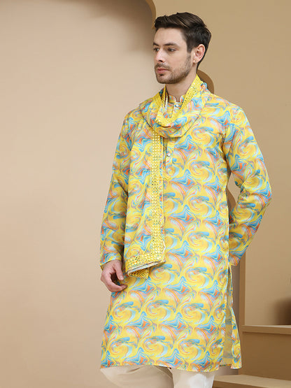 Abstract Printed Kurtas With Matching Dupatta