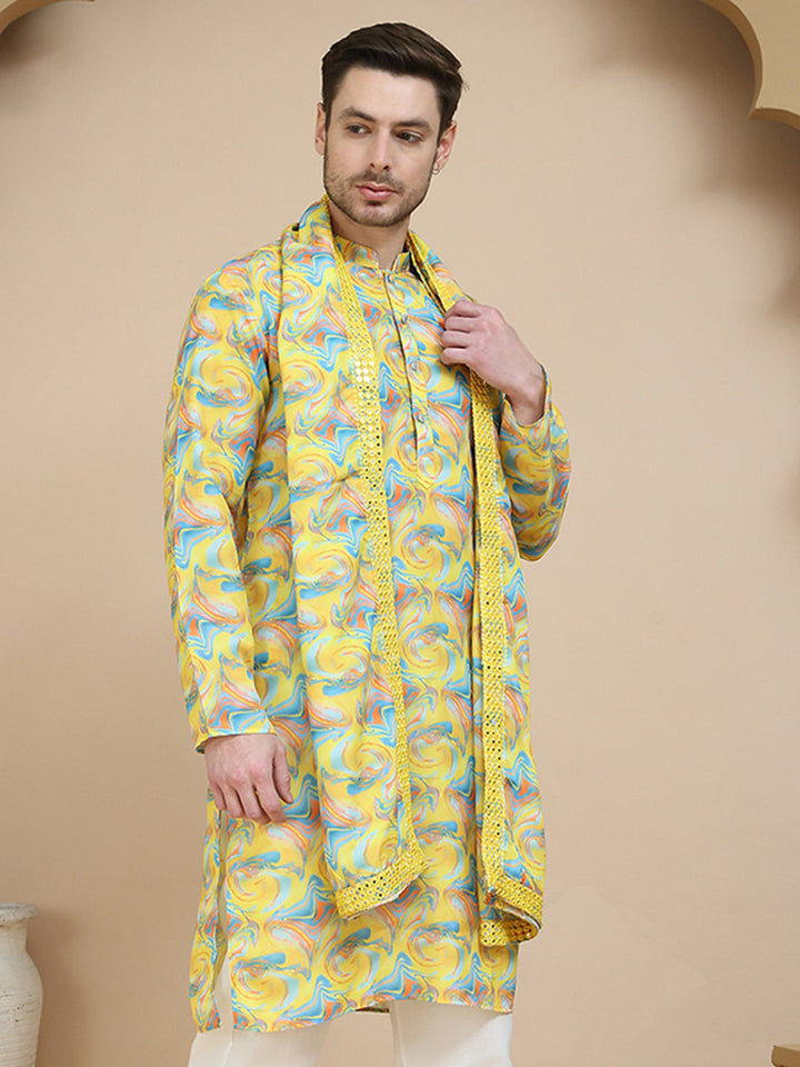 Abstract Printed Kurtas With Matching Dupatta
