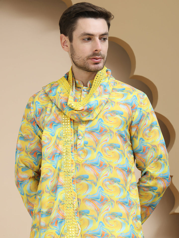 Abstract Printed Kurtas With Matching Dupatta