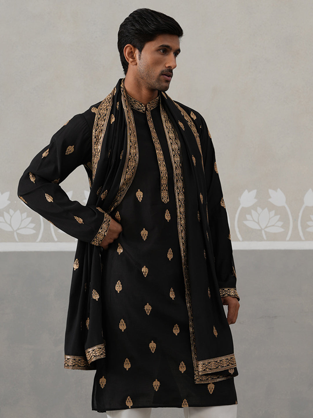 Silk Blend Embroidered Kurtas With Dupatta