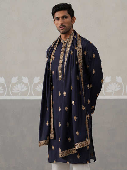Silk Blend Embroidered Kurtas With Dupatta