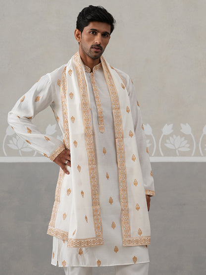 Silk Blend Embroidered Kurtas With Dupatta