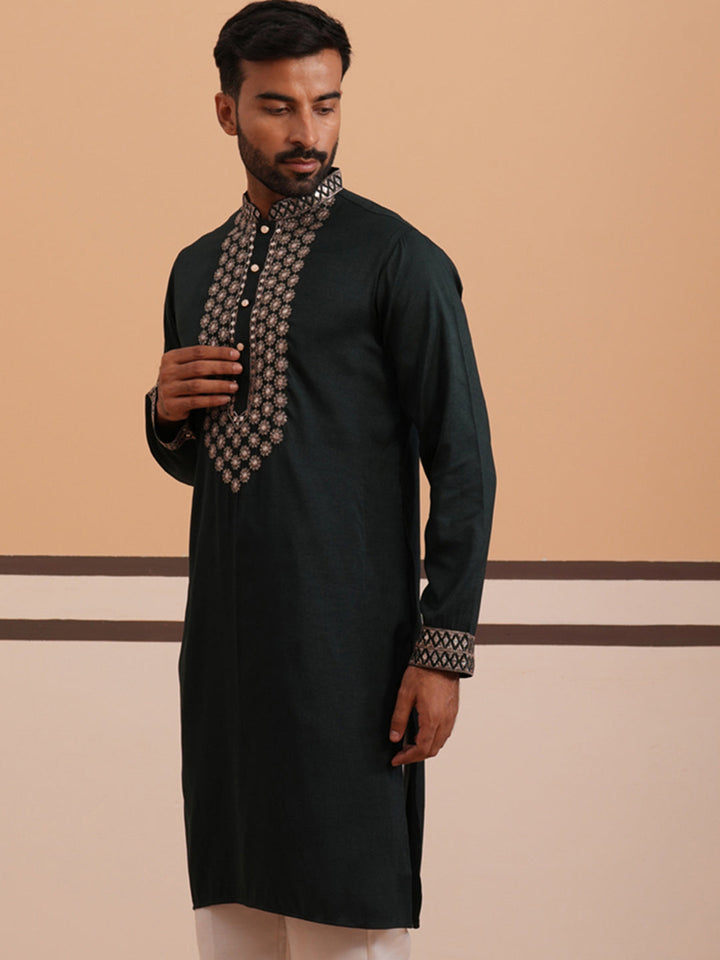 Silk Blend Sequins Embroidered Kurta And Dupatta Set
