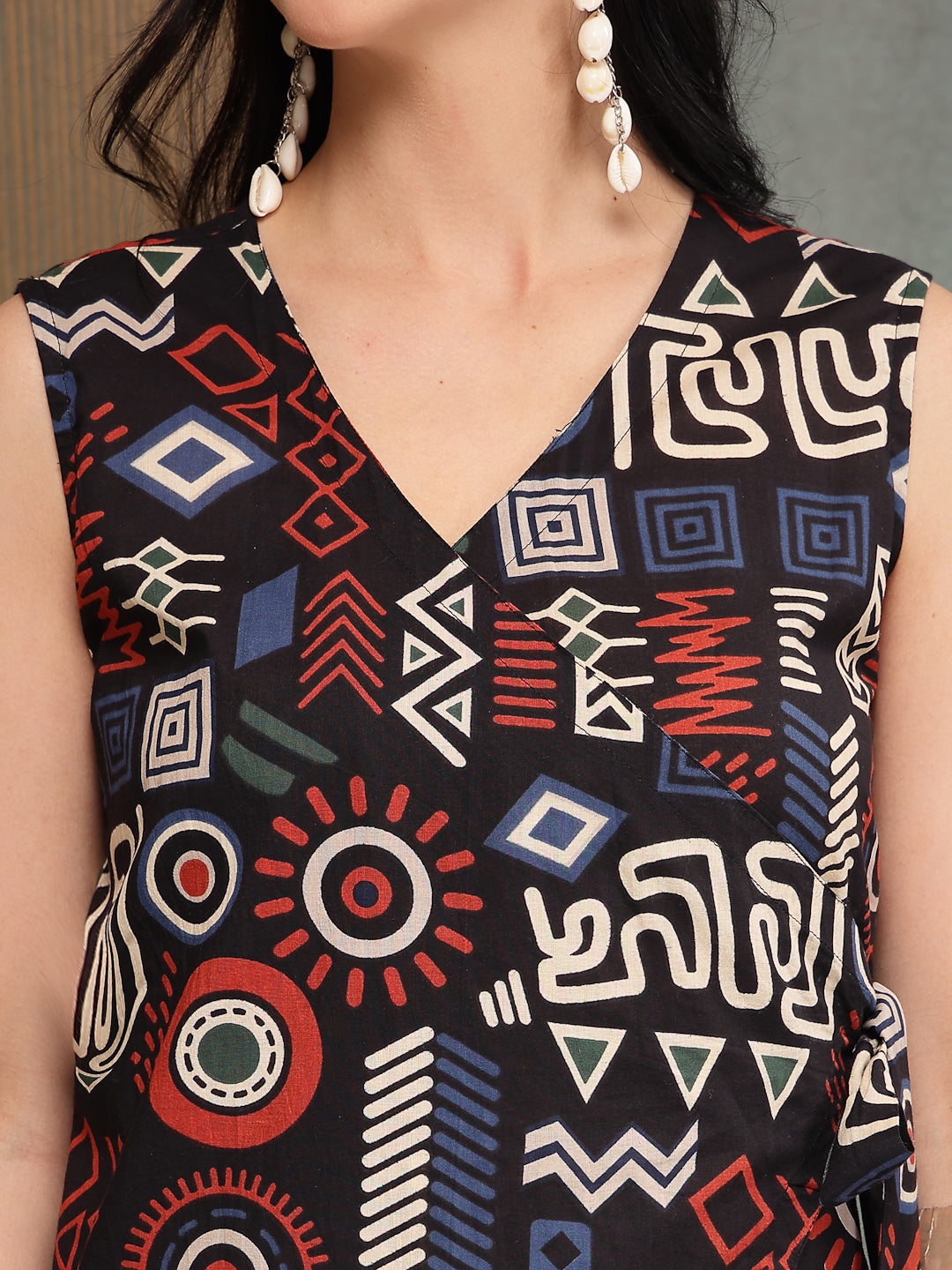 Geometric Printed Cotton Straight Kurta Pant Set