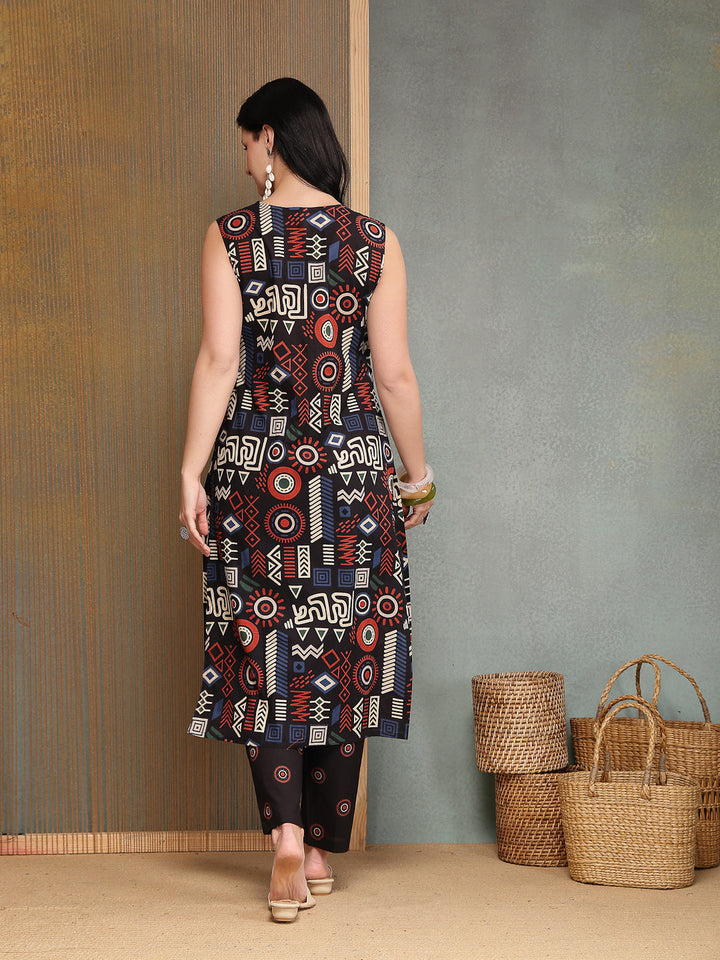 Geometric Printed Cotton Straight Kurta Pant Set