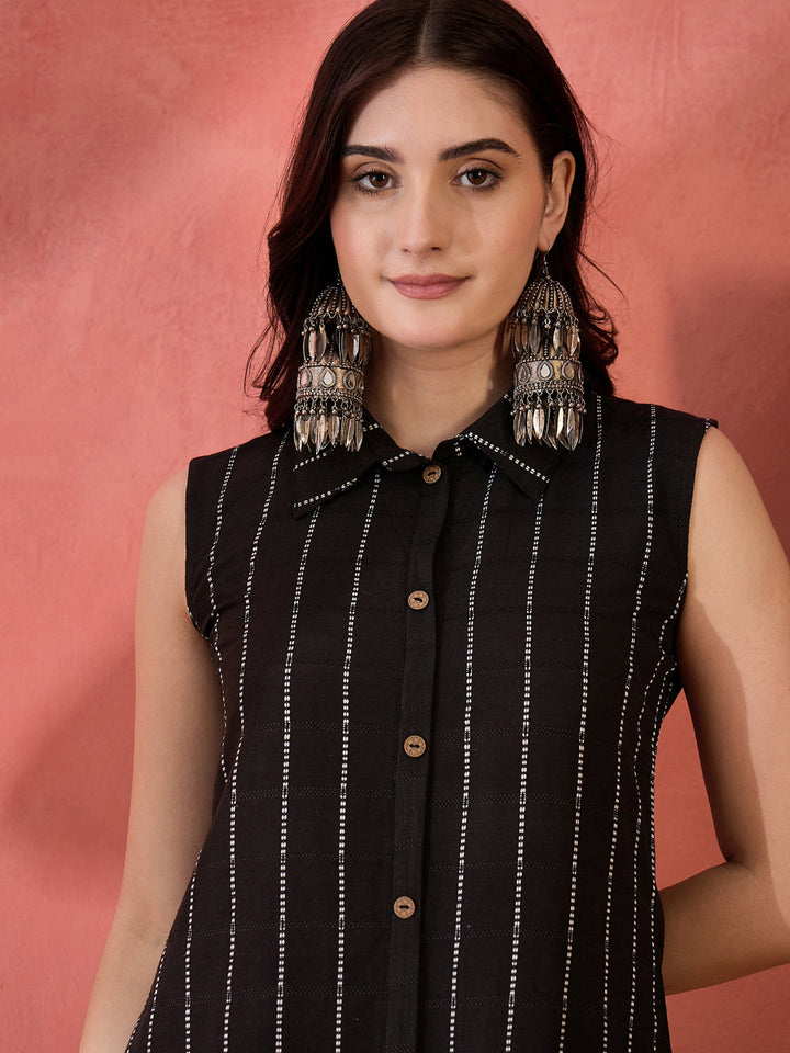 Striped Printed Rayon Kurta Pant Set